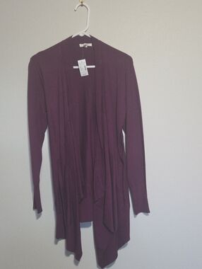 Maurices Plum Open Drape Front Cardigan